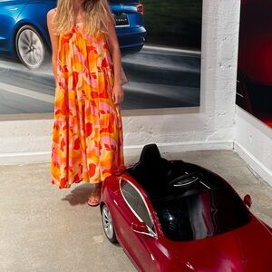 Roomy summer dress S yellow orange pink